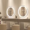 "ROLOVE Round LED Makeup Mirror with 360° Rotation and Smart Dimming Feature - 20 x 20 Inches, Aluminum Frame"