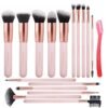 "Real Perfection 16pcs Makeup Brushes Set with 1 Eyebrow Razor, Premium Synthetic Foundation Blending Face Powder Eye Shadow Concealer Make Up Brushes Tool Kit, Pink"